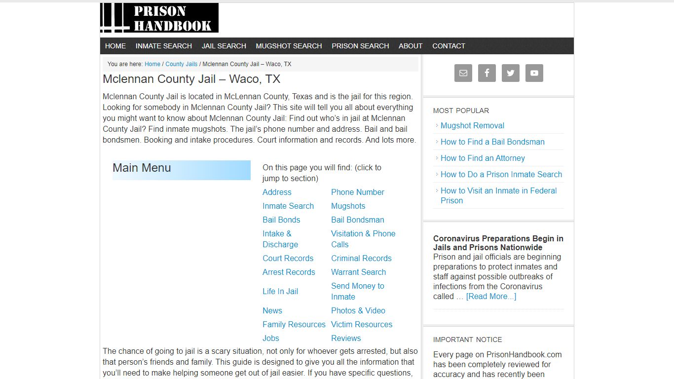 Mclennan County Jail – Waco, TX - Prison Handbook
